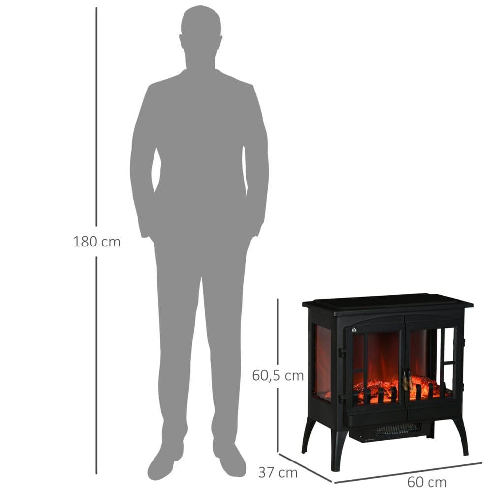 Kaminofen Elektrokamin 2 Heizstufen 60x37x60.5cm