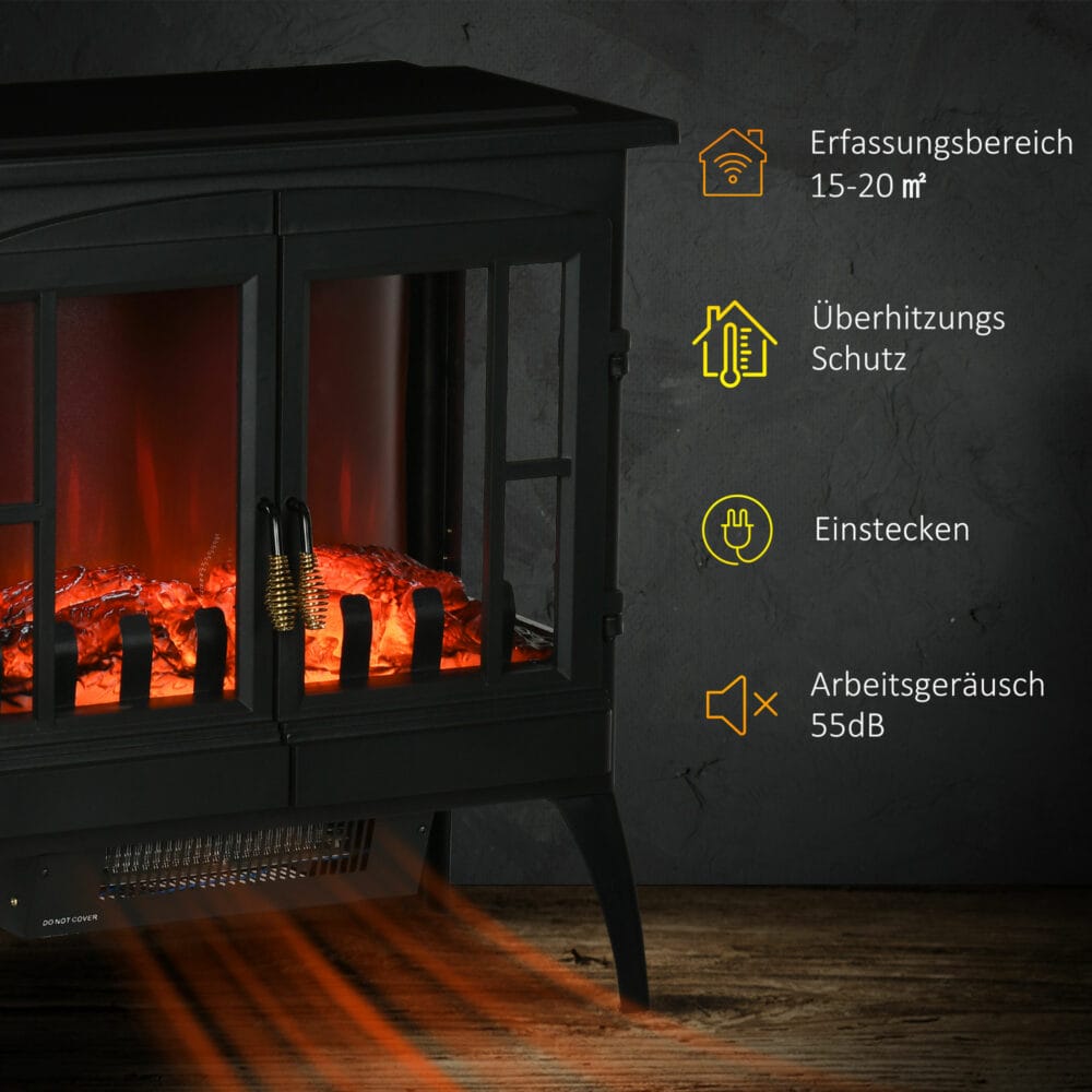 Kaminofen Elektrokamin 2 Heizstufen 60x37x60.5cm