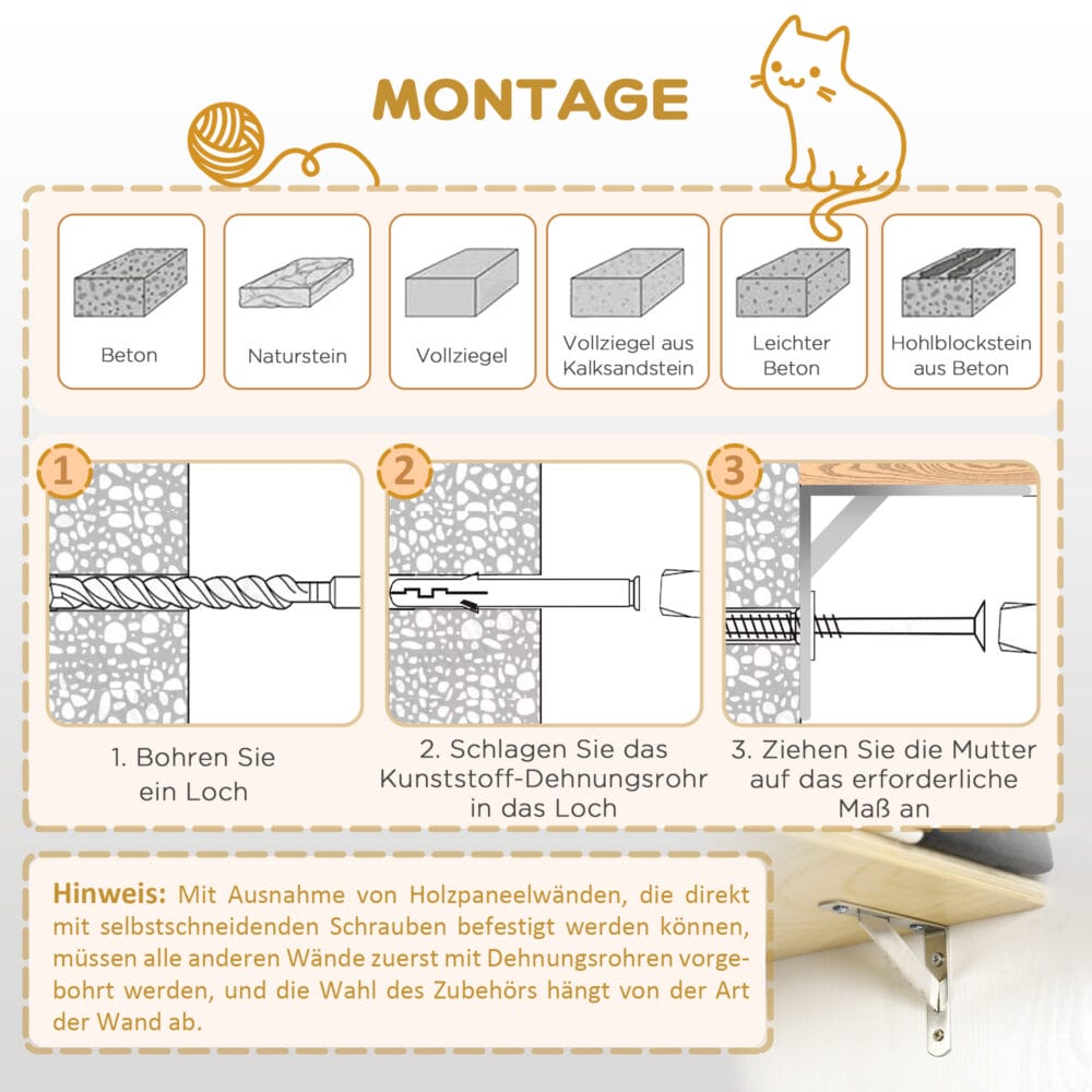 Katzen Kletterwand 3er-Set Katzentreppen Katzenbett