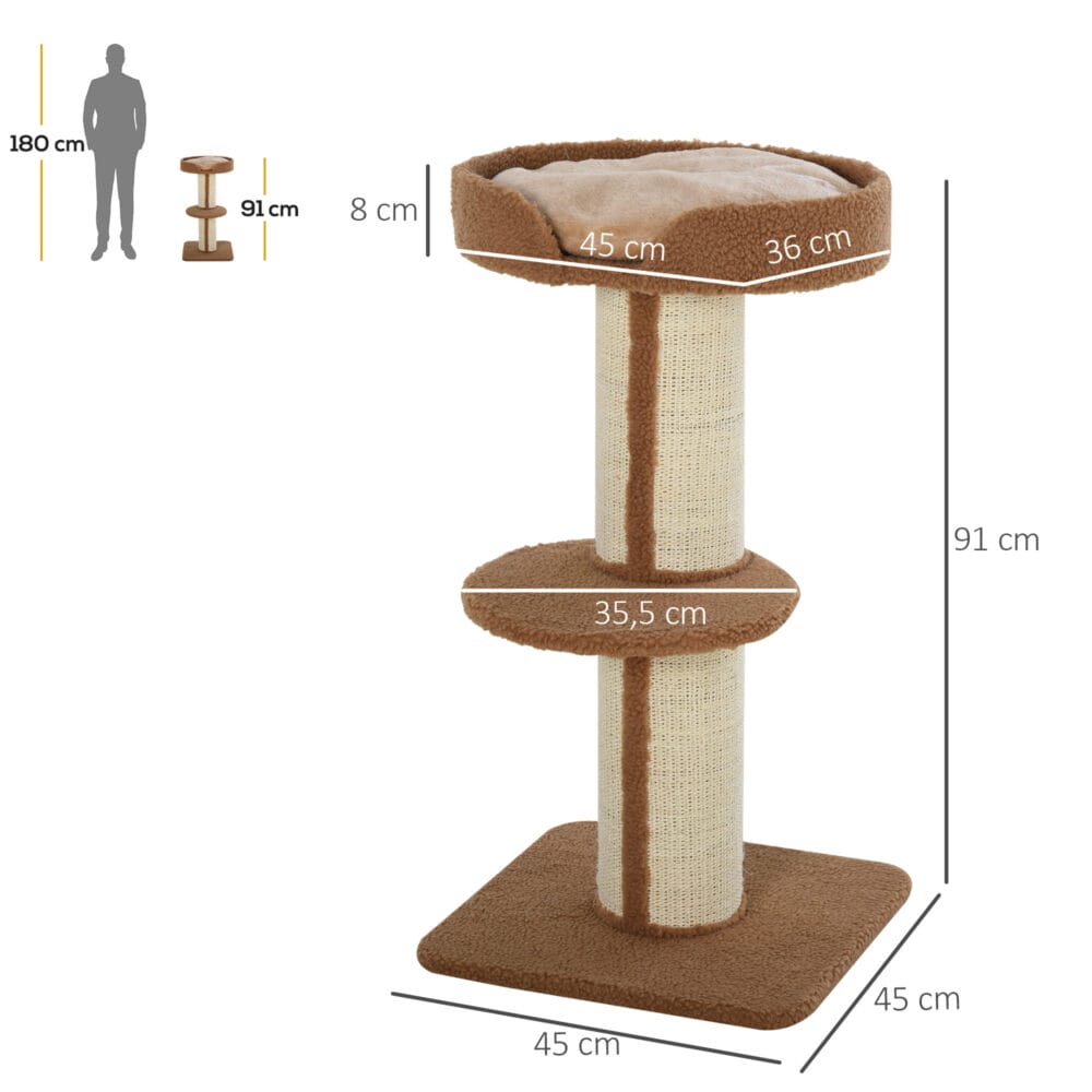 Katzenbaum Spielbaum Kratzstamm mit Plattform 45x45x91cm