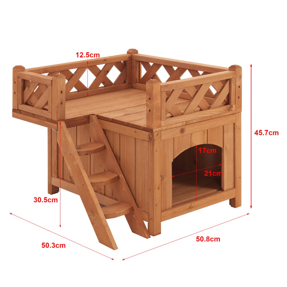 Katzenhaus Pürstein mit 2 Etagen 46x51x50 Holz Natur