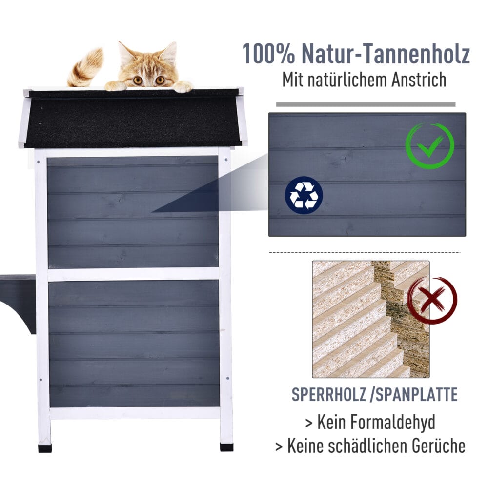 Katzenhaus Katzenvilla Outdoor Katzenhütte 2-Etagen