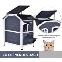 Katzenhaus Katzenvilla Outdoor Katzenhütte 2-Etagen
