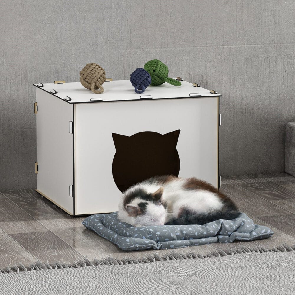 Katzenhaus Elba 30x40x35cm Weiss