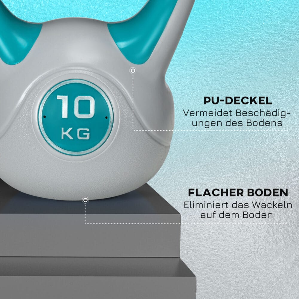 Kettlebell 10kg Bodenschonende Kugelhantel Kunststoffmantel