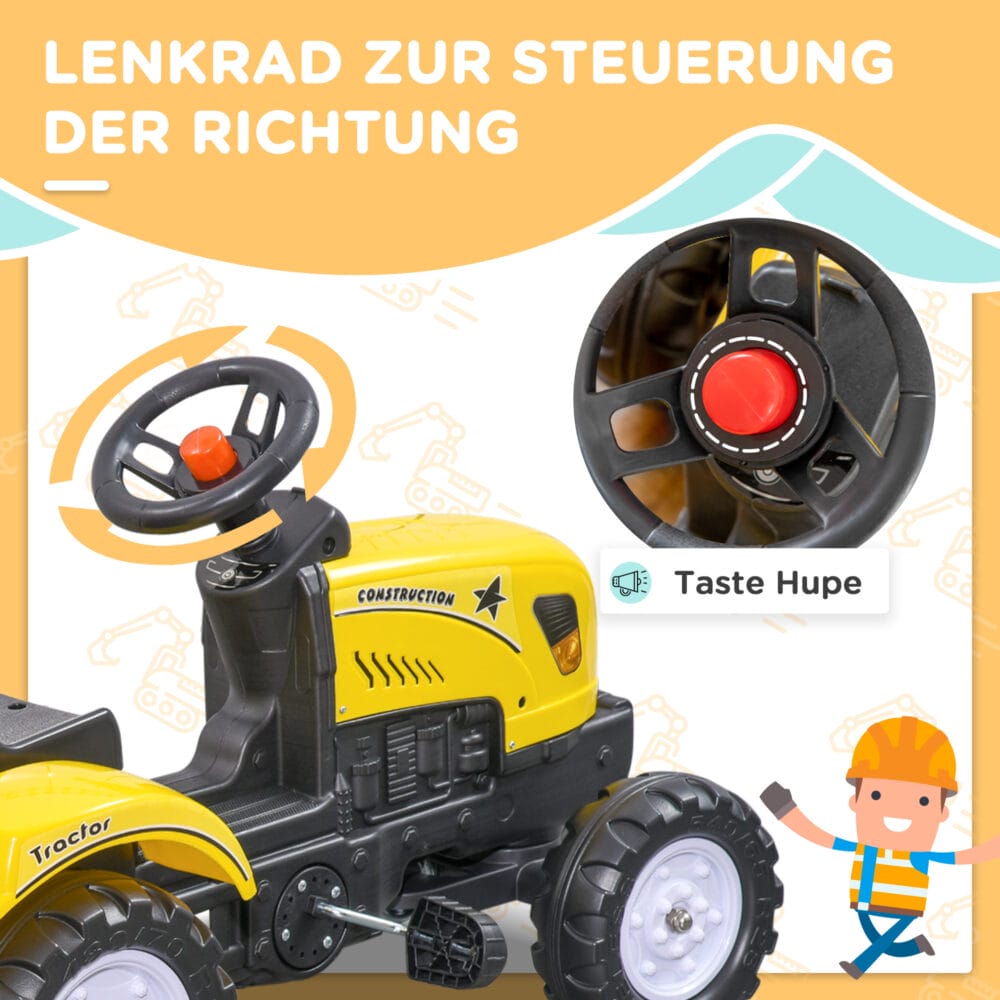 Kinder-Traktor mit Anhänger Kinderauto Tretfahrzeug