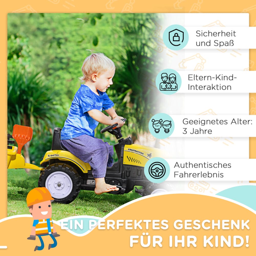 Kinder-Traktor mit Anhänger Kinderauto Tretfahrzeug