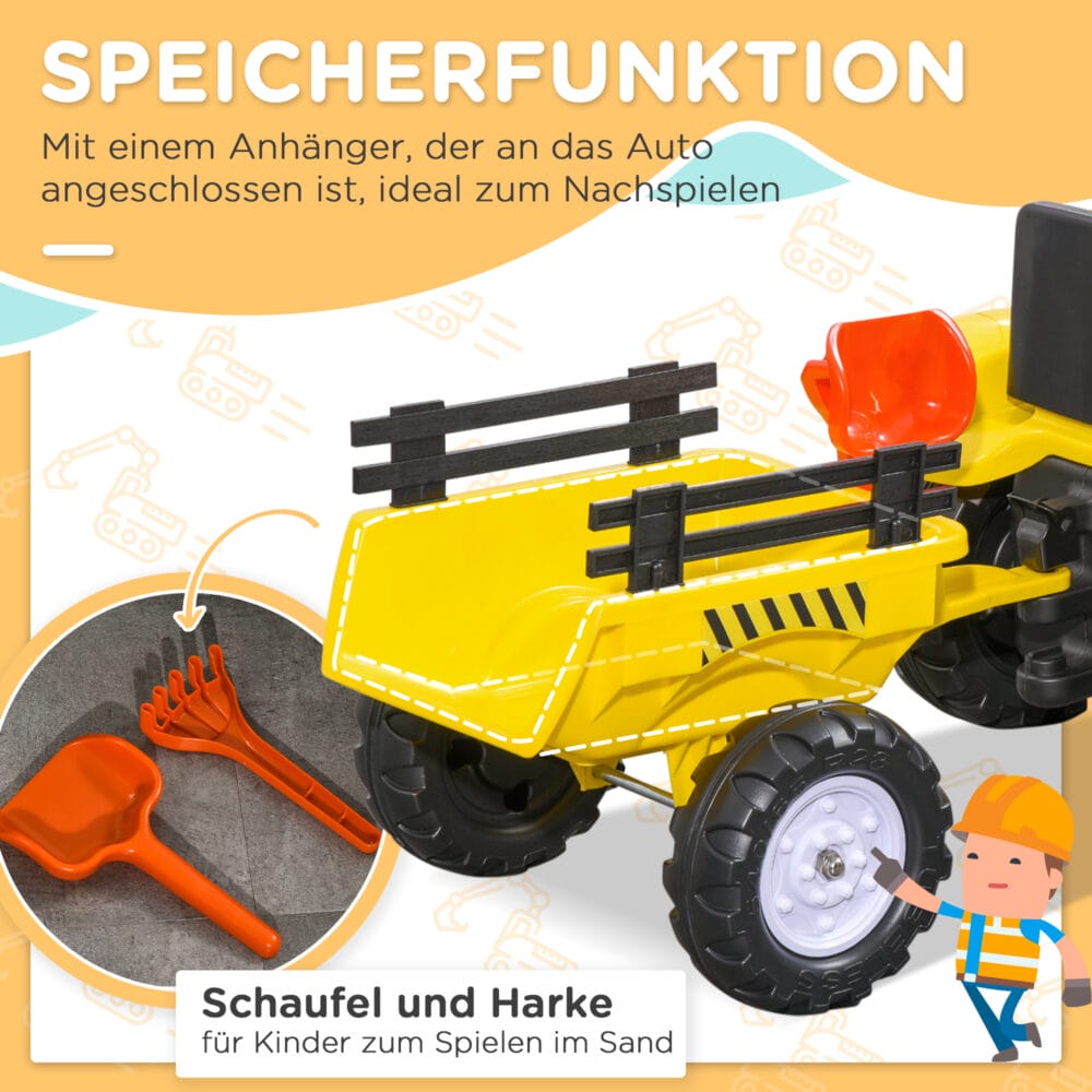 Kinder-Traktor mit Anhänger Kinderauto Tretfahrzeug