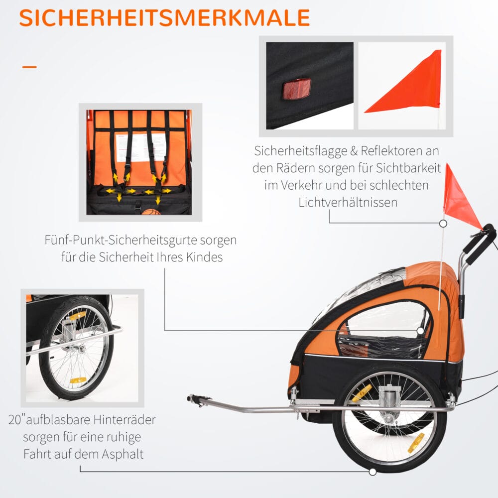 Kinderanhänger Fahrradanhänger Kinder Radanhänger für 2 Kinder Veloanhänger