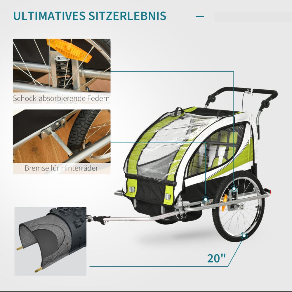 Kinderanhänger Fahrradanhänger für 2 Kinder Veloanhänger