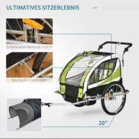Kinderanhänger Fahrradanhänger für 2 Kinder Veloanhänger