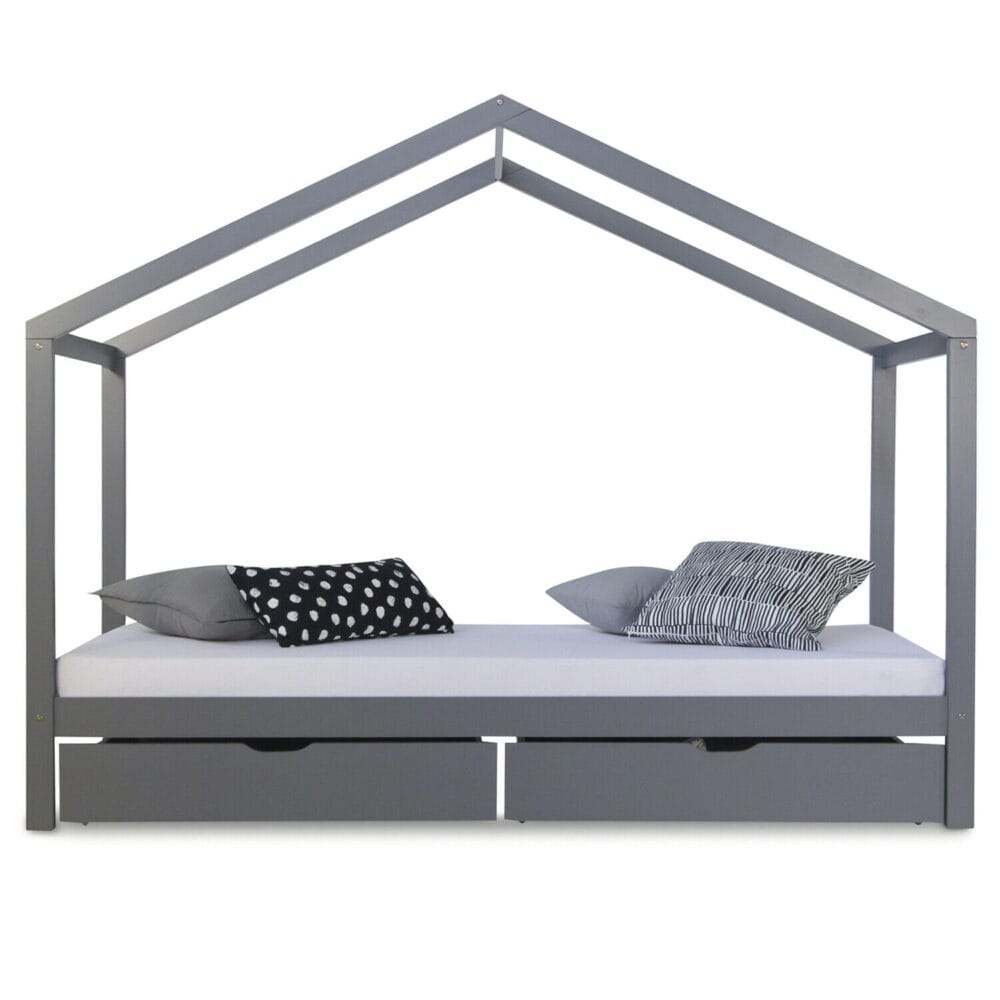 Kinderbett Hausbett 90x200cm Grau