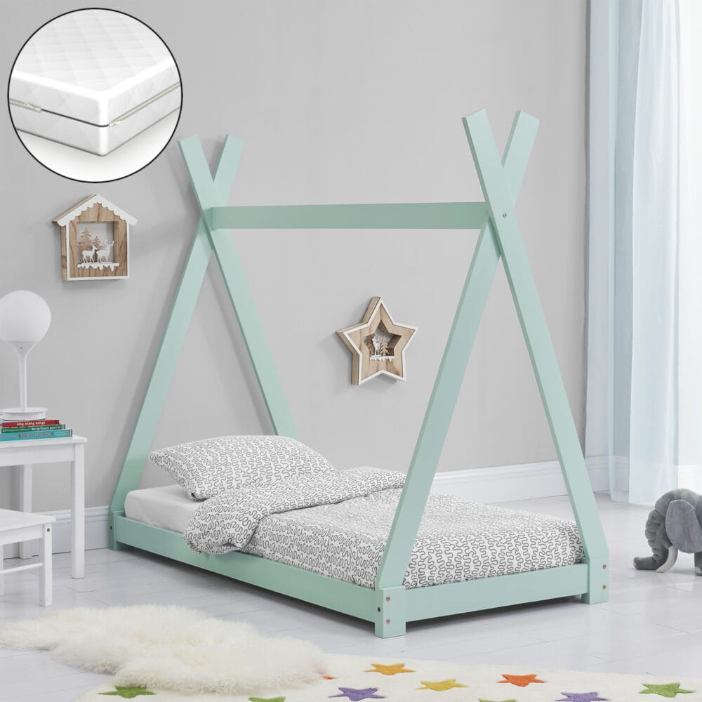 Kinderbett Onejda 70x140 cm mit Matratze Mint