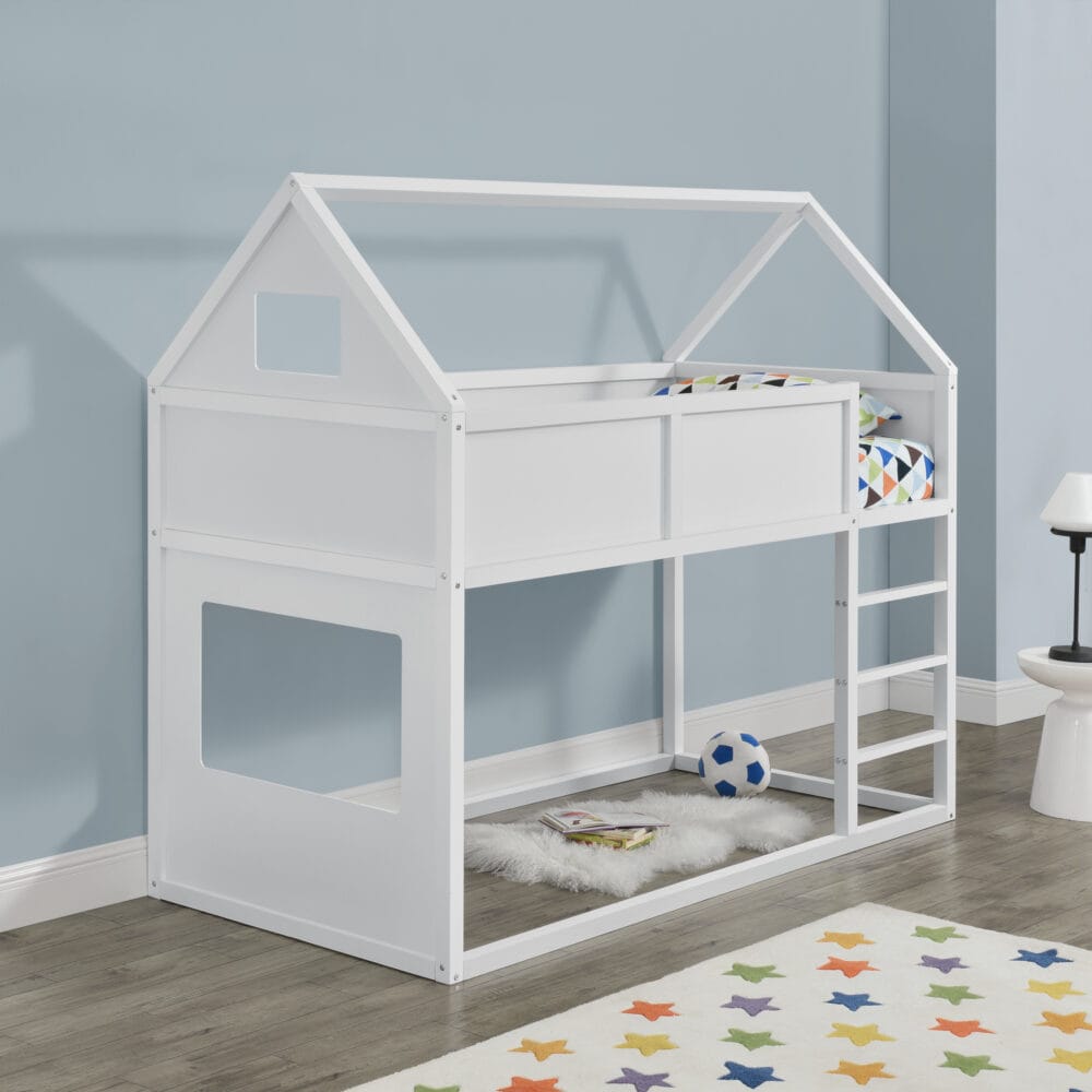 Kinder Hochbett Quedlinburg 90x200 cm mit Lattenrost Holz