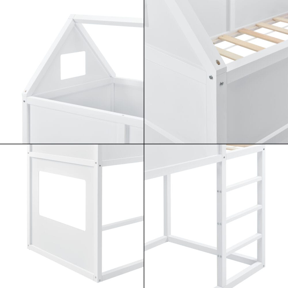 Kinder Hochbett Quedlinburg 90x200 cm mit Lattenrost Holz