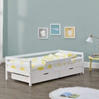 Kinderbett Reykholt 90x200 cm mit Stauraum + Rausfallschutz