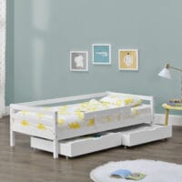 Kinderbett Reykholt 90x200 cm mit Stauraum + Rausfallschutz