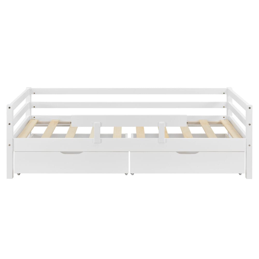 Kinderbett Reykholt 90x200 cm mit Stauraum + Rausfallschutz