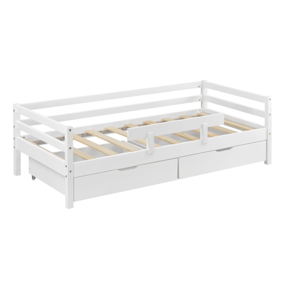 Kinderbett Reykholt 90x200 cm mit Stauraum + Rausfallschutz