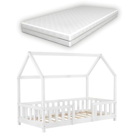 Kinderbett Sisimiut 70x140 cm mit Matratze und Rausfallschutz