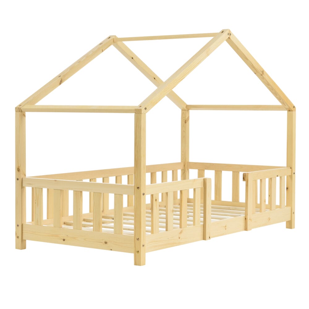 Kinderbett Treviolo 80x160 cm mit Lattenrost + Gitter Holz