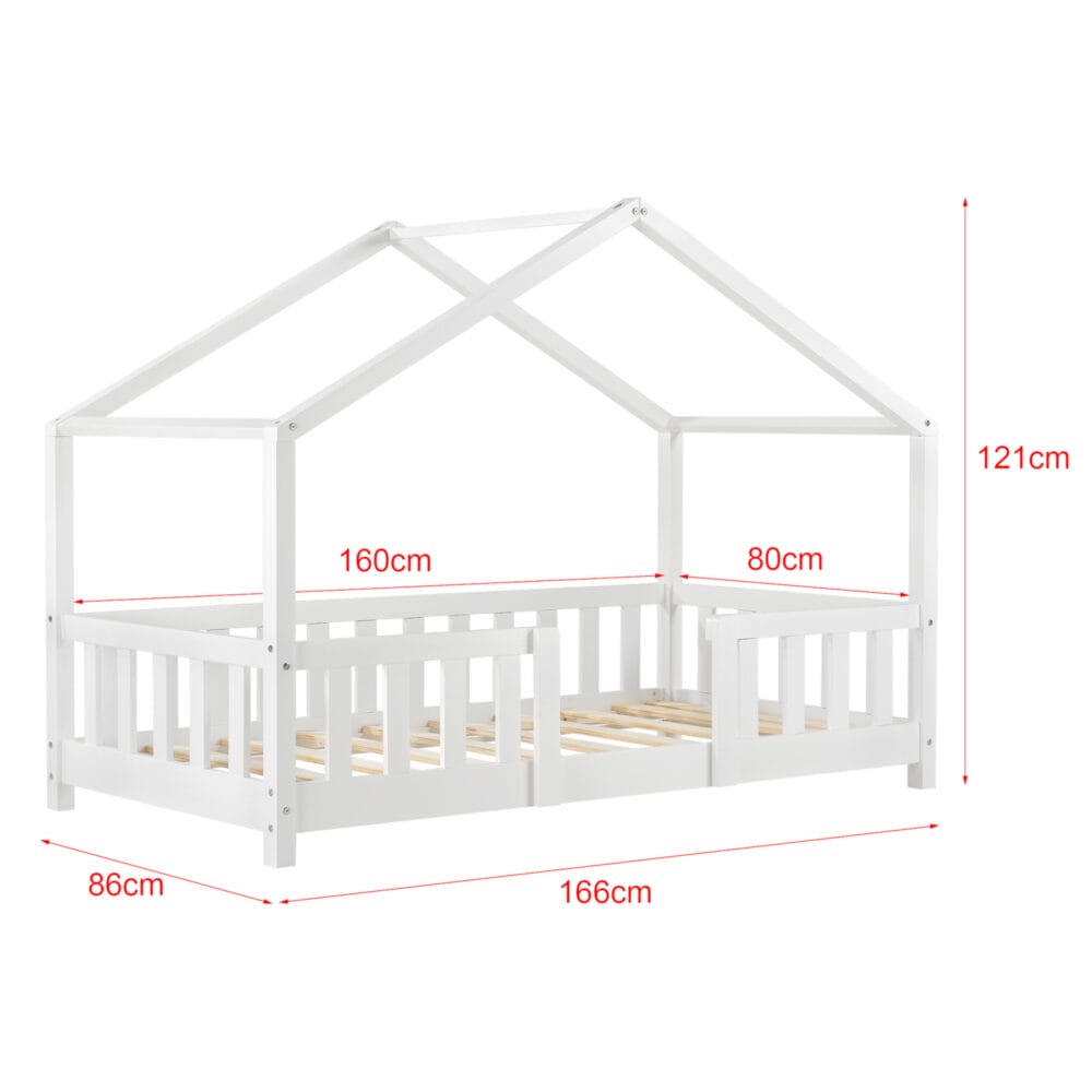 Kinderbett Treviolo 80x160 cm mit Lattenrost + Gitter Holz