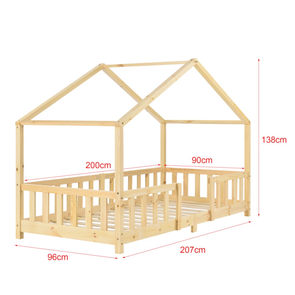 Kinderbett Treviolo 90x200 cm mit Lattenrost + Gitter Holz