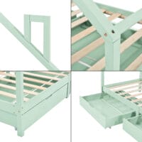 Kinderbett Assling mit 2 Schubkasten 90x200cm Mintgrün