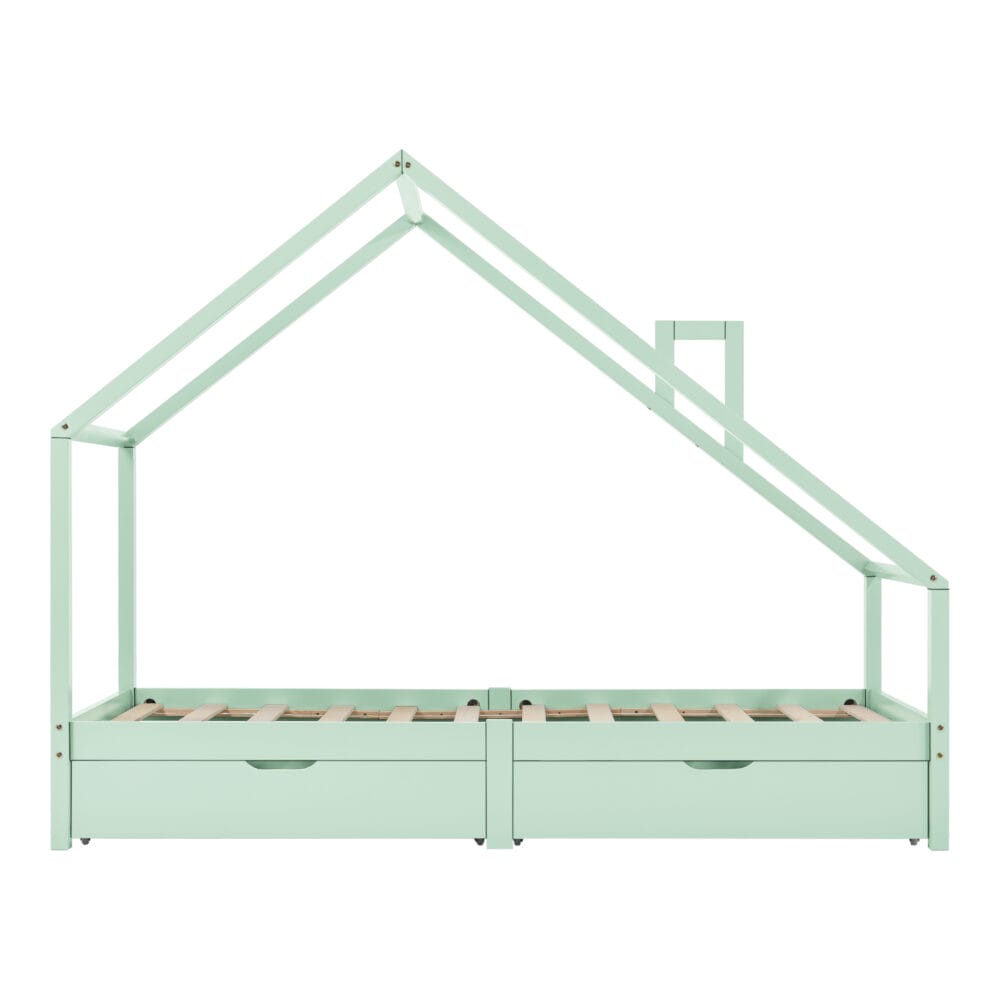 Kinderbett Assling mit 2 Schubkasten 90x200cm Mintgrün