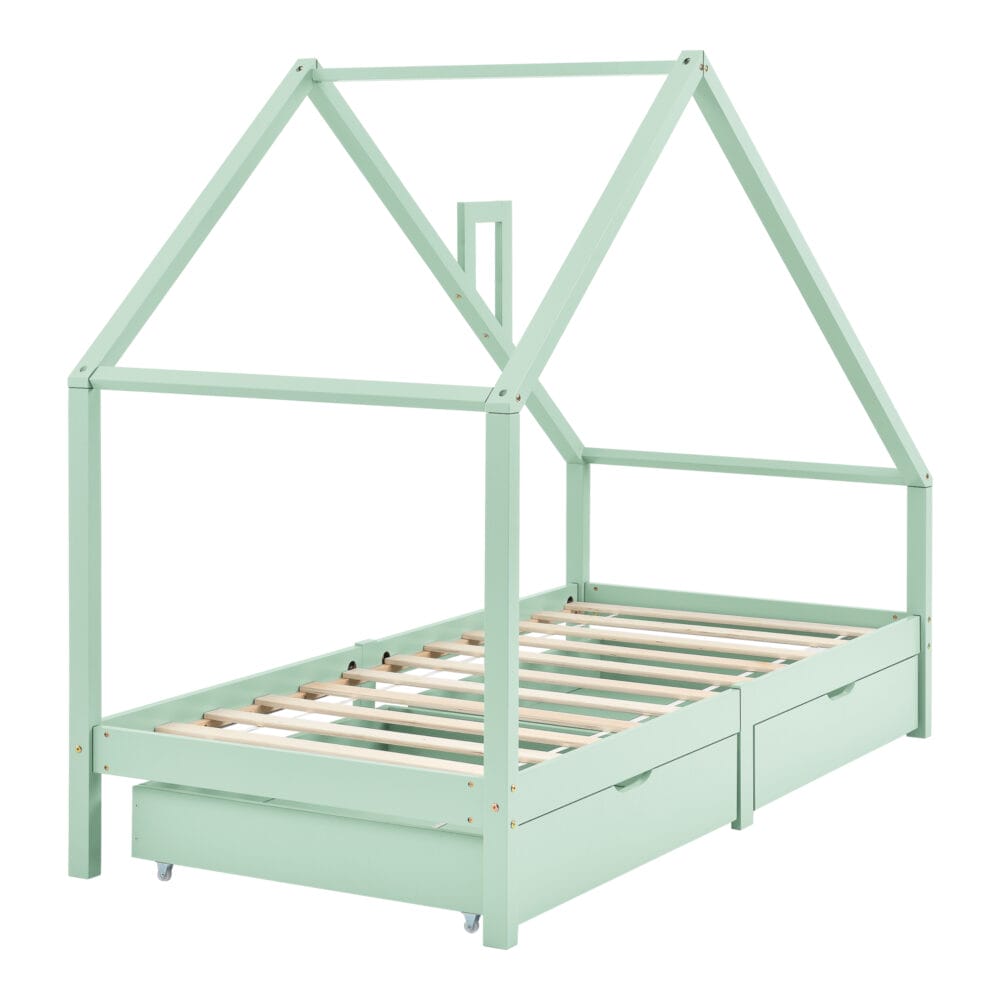 Kinderbett Assling mit 2 Schubkasten 90x200cm Mintgrün
