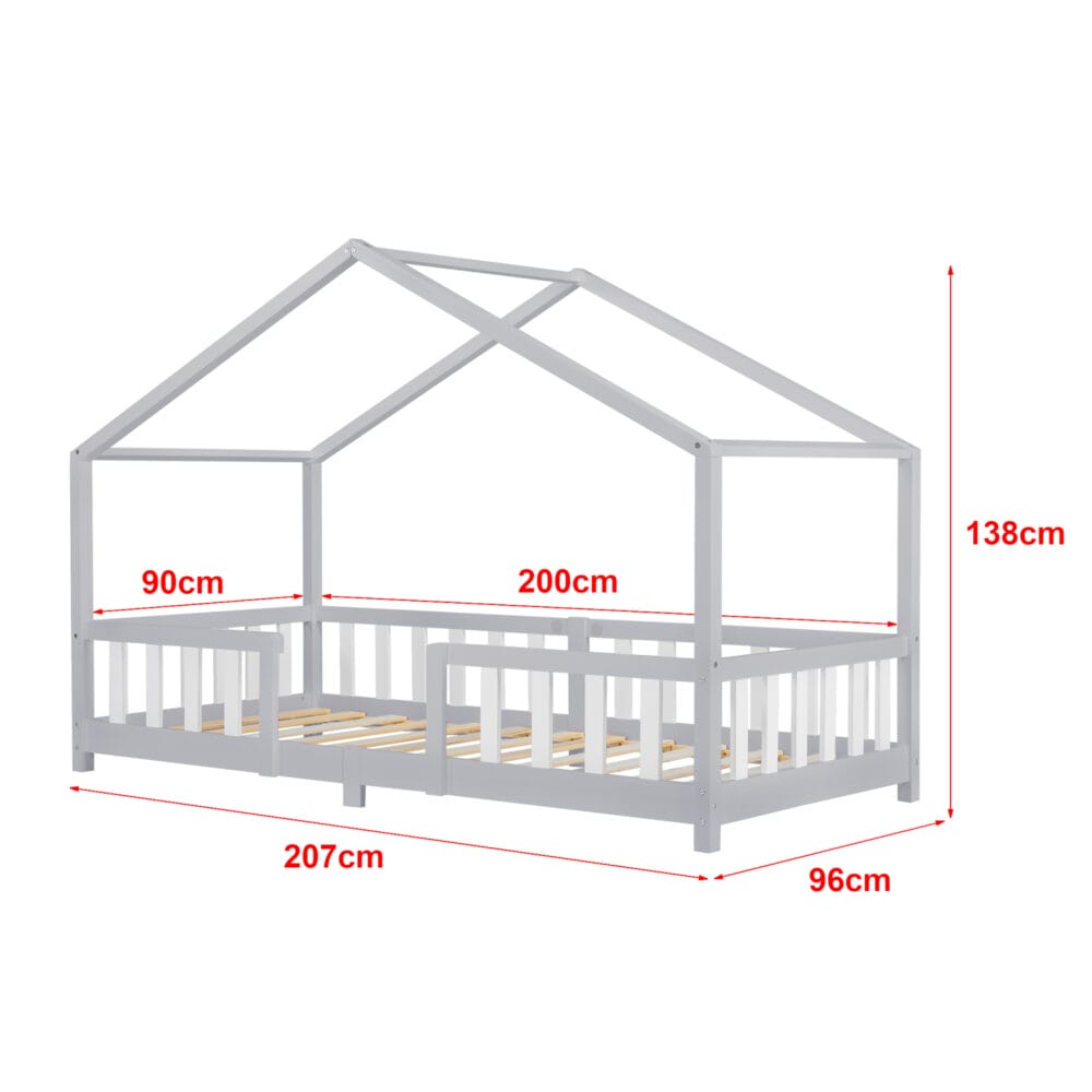 Kinderbett Treviolo 90x200 cm mit Matratze und Gitter