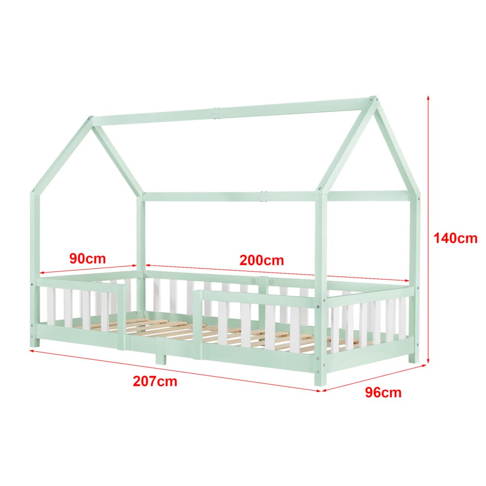 Kinderbett Sisimiut 90x200 cm mit Rausfallschutz Mint