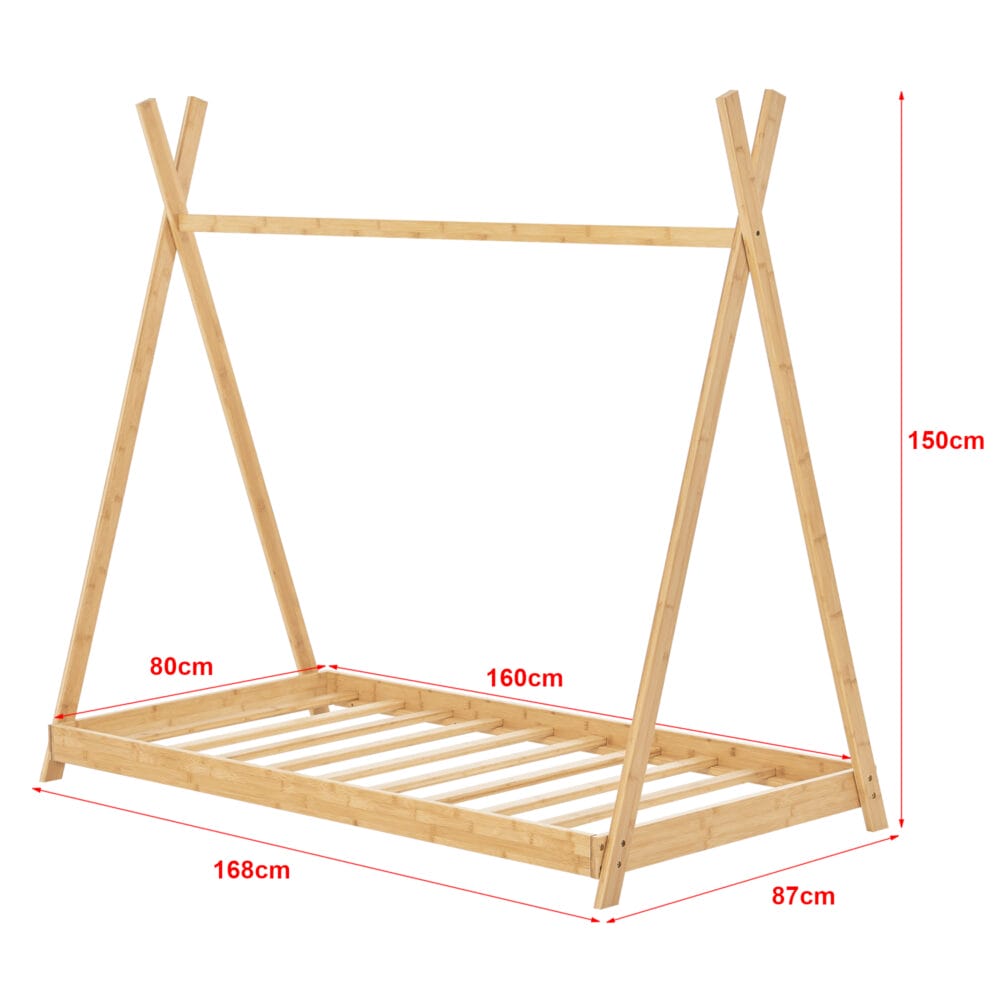 Kinderbett Vimpeli 80x160cm mit Matratze Bambus