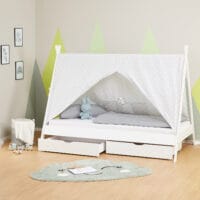 Kinderbett TIPI mit Schubladen 90x200cm Weiss