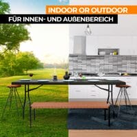 Klapptisch 183cm Camping für 8 Personen Tragbar Platzsparend Outdoor/Indoor Schwarz