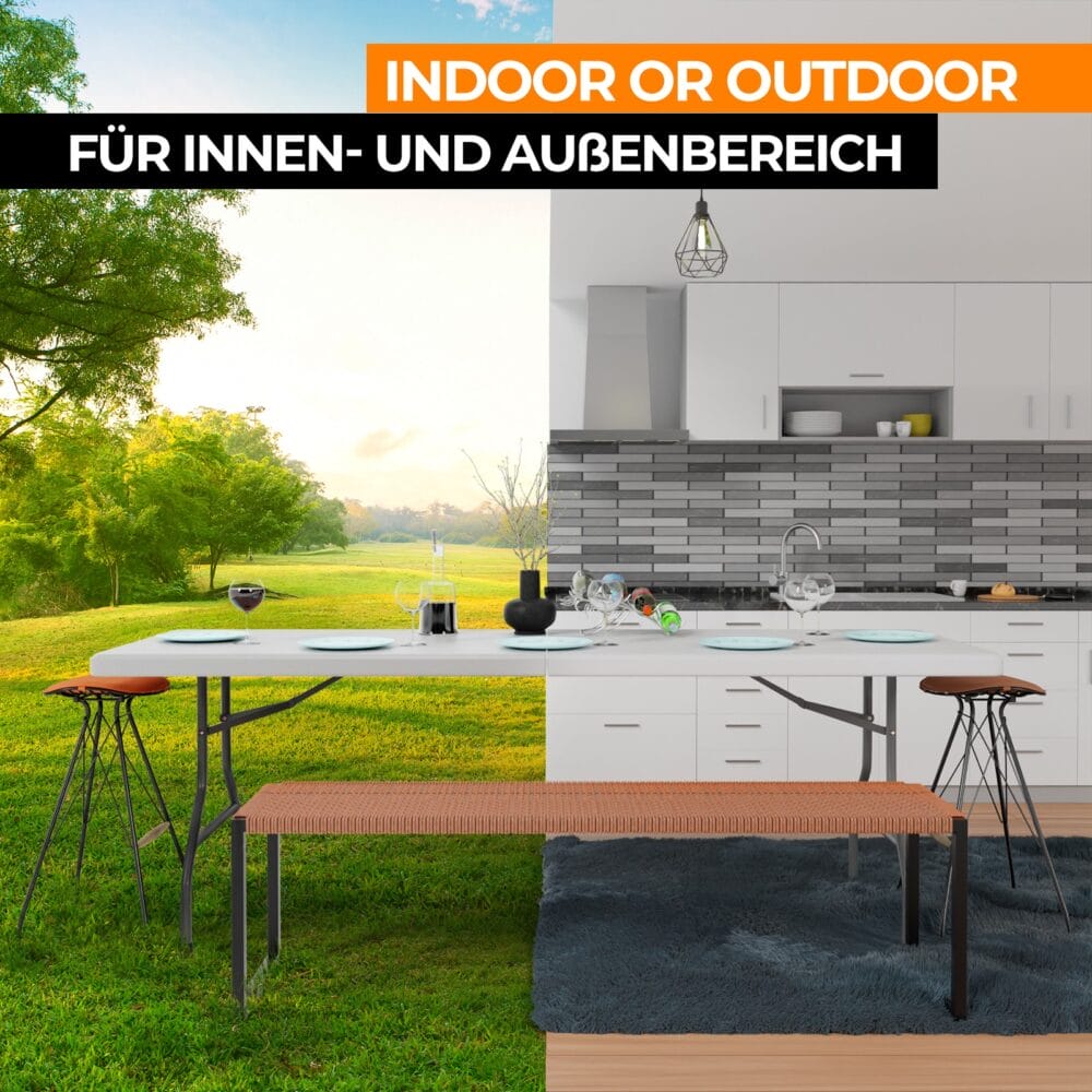 Klapptisch 183cm Camping für 8 Personen Tragbar Platzsparend Outdoor/Indoor Weiss