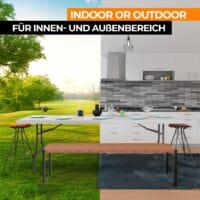 Klapptisch 183cm Camping für 8 Personen Tragbar Platzsparend Outdoor/Indoor Weiss
