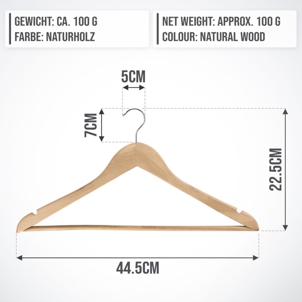 Kleiderbügel Holz 100 Stück Natur