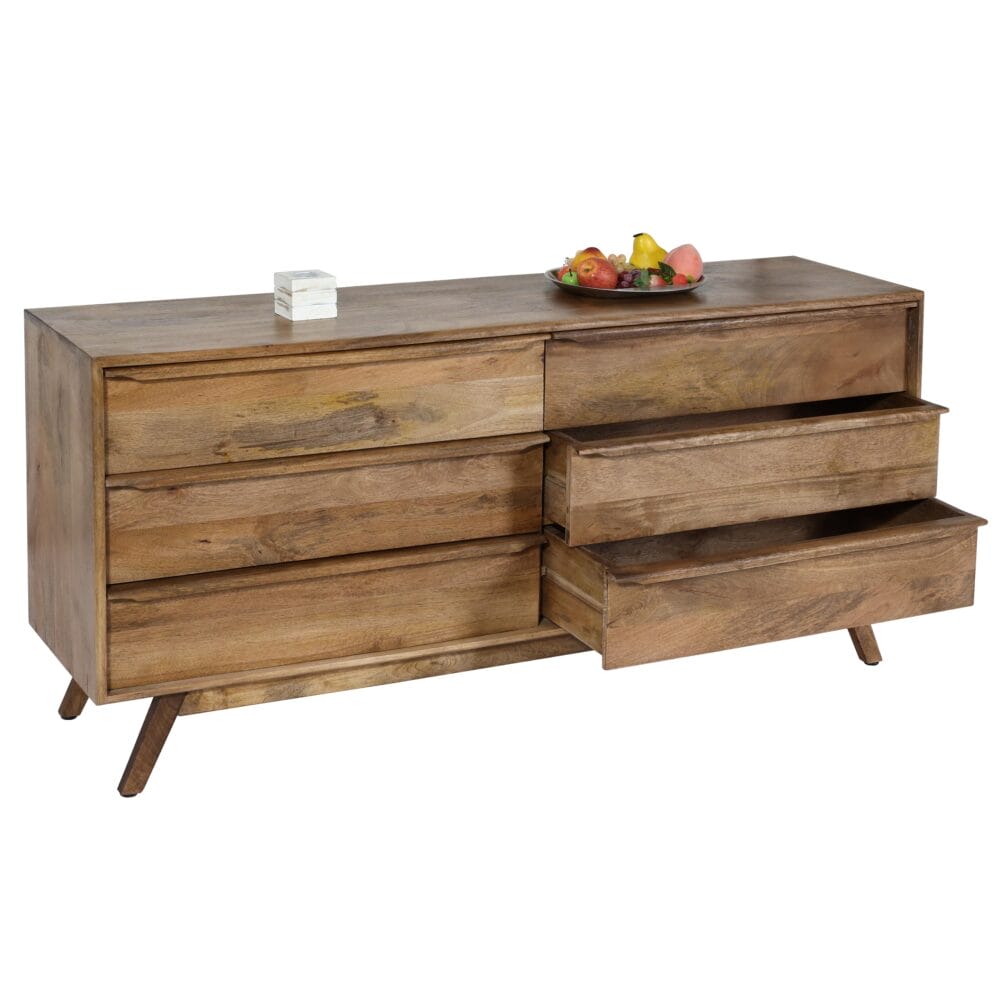 Kommode Sideboard 6 Schubladen Massiv-Holz Mango 72x150x42cm