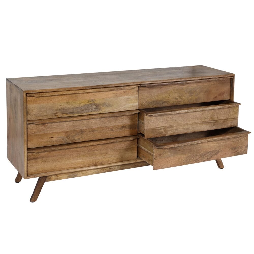 Kommode Sideboard 6 Schubladen Massiv-Holz Mango 72x150x42cm