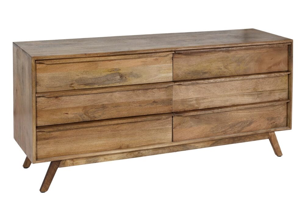 Kommode Sideboard 6 Schubladen Massiv-Holz Mango 72x150x42cm