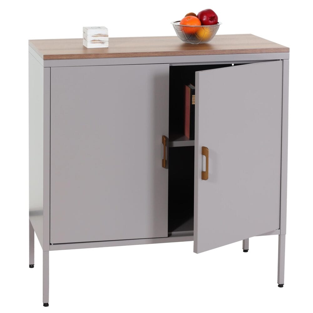 Kommode Sideboard Schrank 2 Türen Metall 90x90x40cm grau