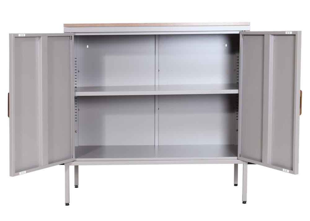 Kommode Sideboard Schrank 2 Türen Metall 90x90x40cm grau