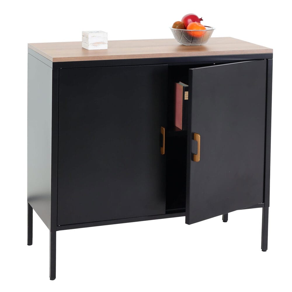 Kommode Sideboard Schrank 2 Türen Metall 90x90x40cm schwarz