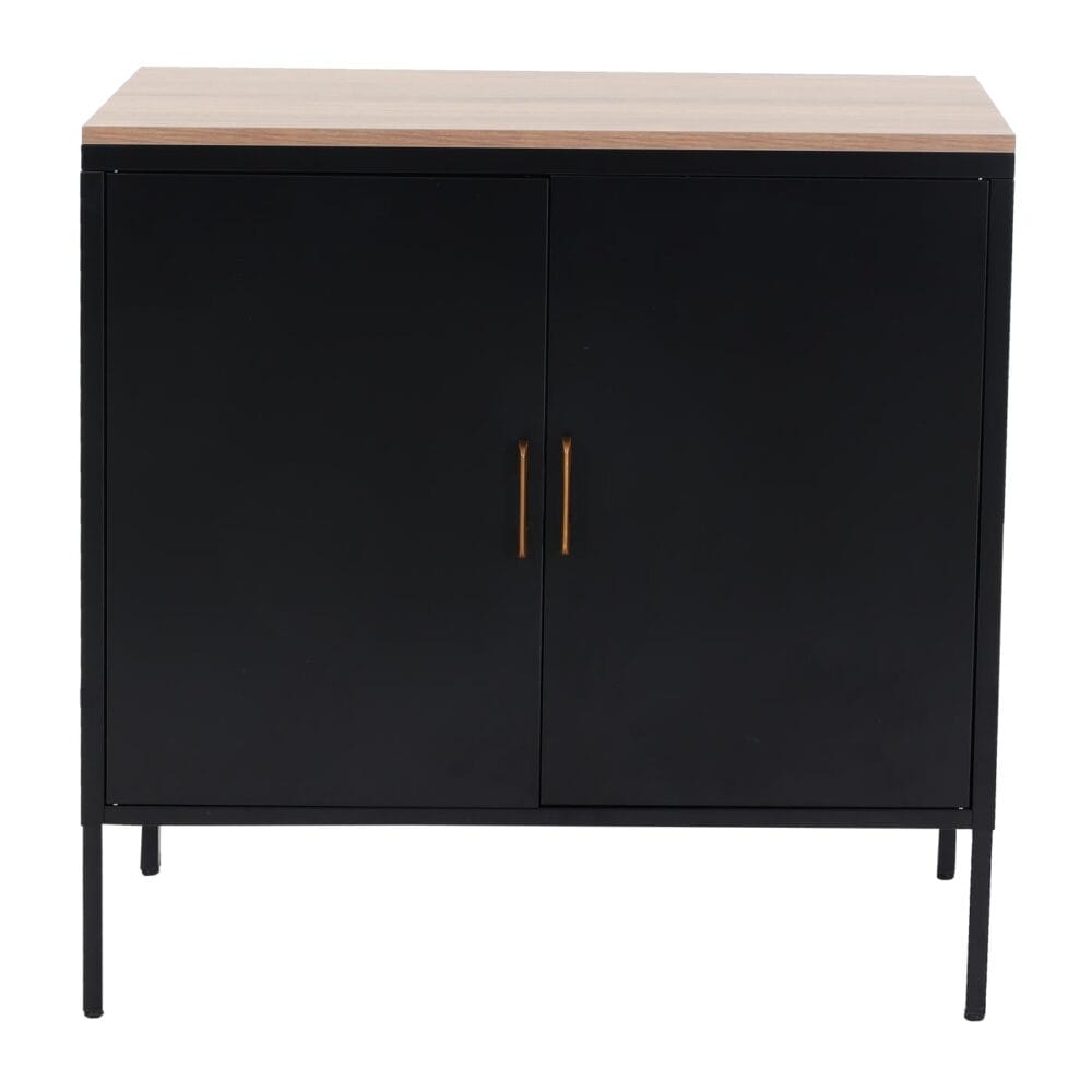 Kommode Sideboard Schrank 2 Türen Metall 90x90x40cm schwarz