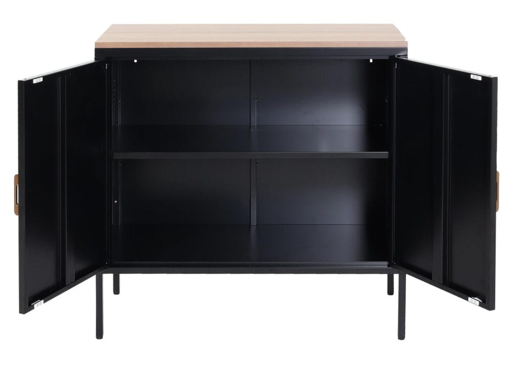 Kommode Sideboard Schrank 2 Türen Metall 90x90x40cm schwarz