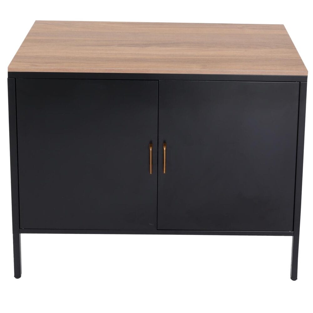 Kommode Sideboard Schrank 2 Türen Metall 90x90x40cm schwarz