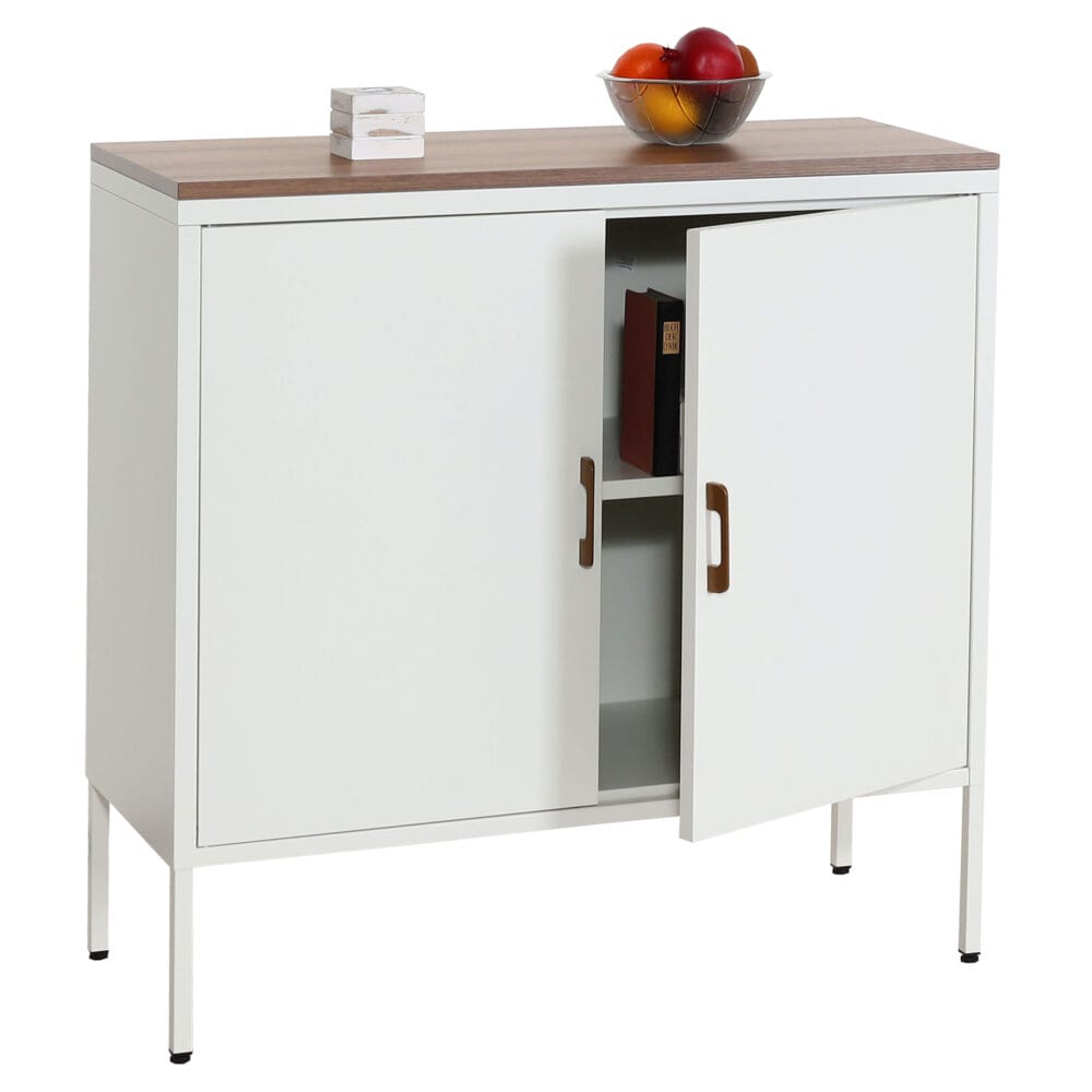 Kommode Sideboard Schrank 2 Türen Metall 90x90x40cm weiss