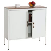 Kommode Sideboard Schrank 2 Türen Metall 90x90x40cm weiss