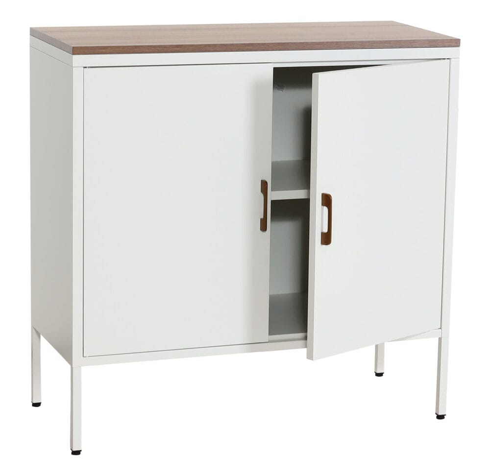 Kommode Sideboard Schrank 2 Türen Metall 90x90x40cm weiss